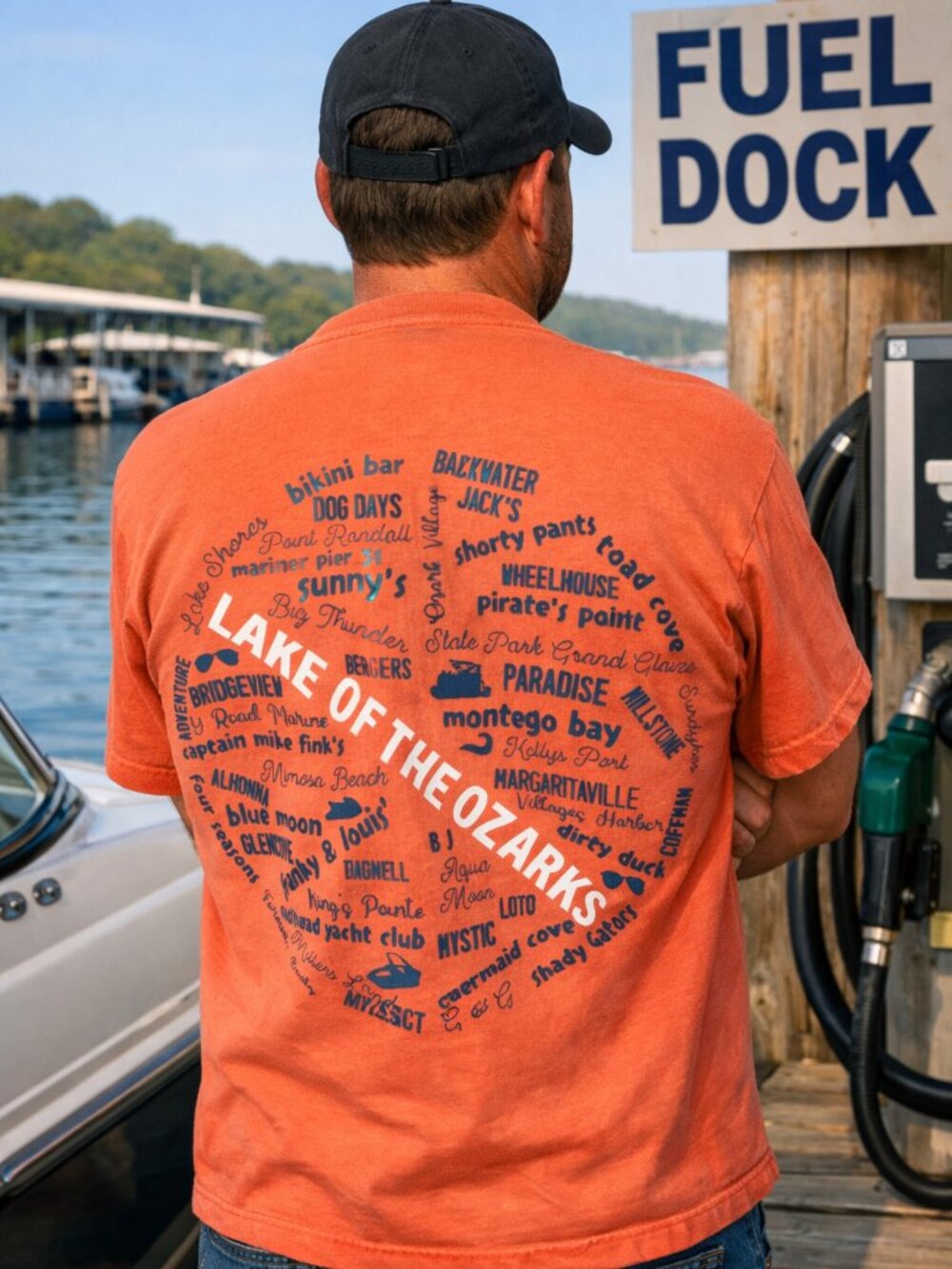Lake of the Ozarks Tee Landmarks & Marinas Graphics Upcycled Cotton Men's Size M
